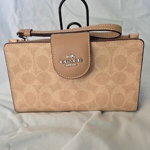 Coach Beige Signature Wristlet